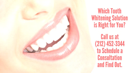 Which teeth whitening option is right for you? Call our experienced NYC cosmetic dentists to learn about in-office, take-home, and smile makeover solutions to brighten even the deepest discoloration